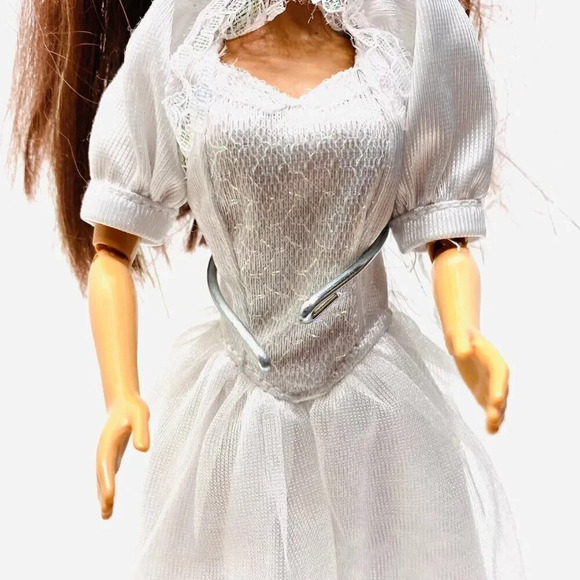 MATTEL BARBIE Doll Red Hair Articulated Elbows & Knees White Dress Gown 12"Tall - Picture 3 of 12